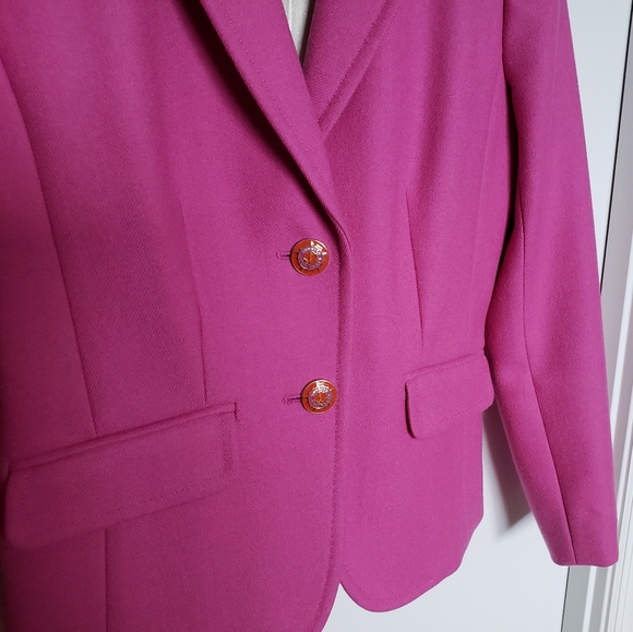J.Crew Hot Pink 100% Wool Two-Button Blazer - Picture 6 of 11